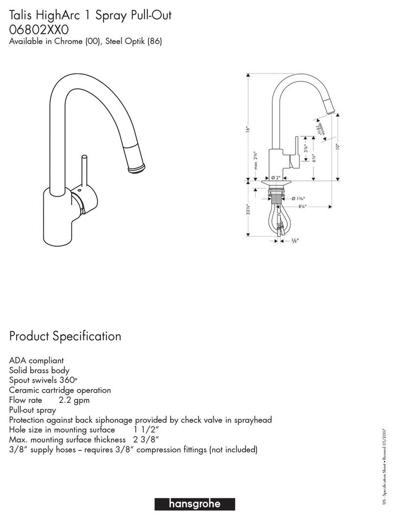 Hans Grohe Talis HighArc 1 Spray Pull-Out 06802XX0 Specification sheet