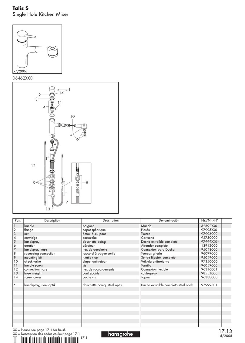 Hans Grohe Talis S 06462XX0 parts list