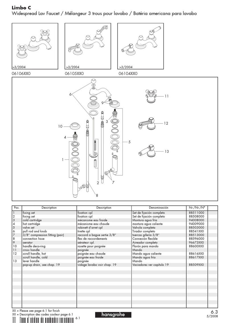Hans Grohe Limbo Widespread Lav Set 06106XX0 parts list