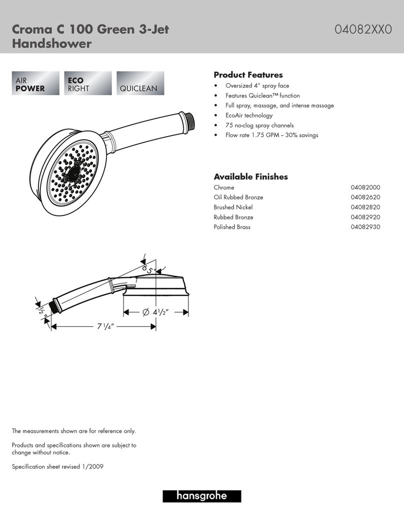 Hans Grohe Green 3-Jet Handshower 04082XX0 User manual Hans Grohe Green 3-Jet Handshower 04082XX0 User manual