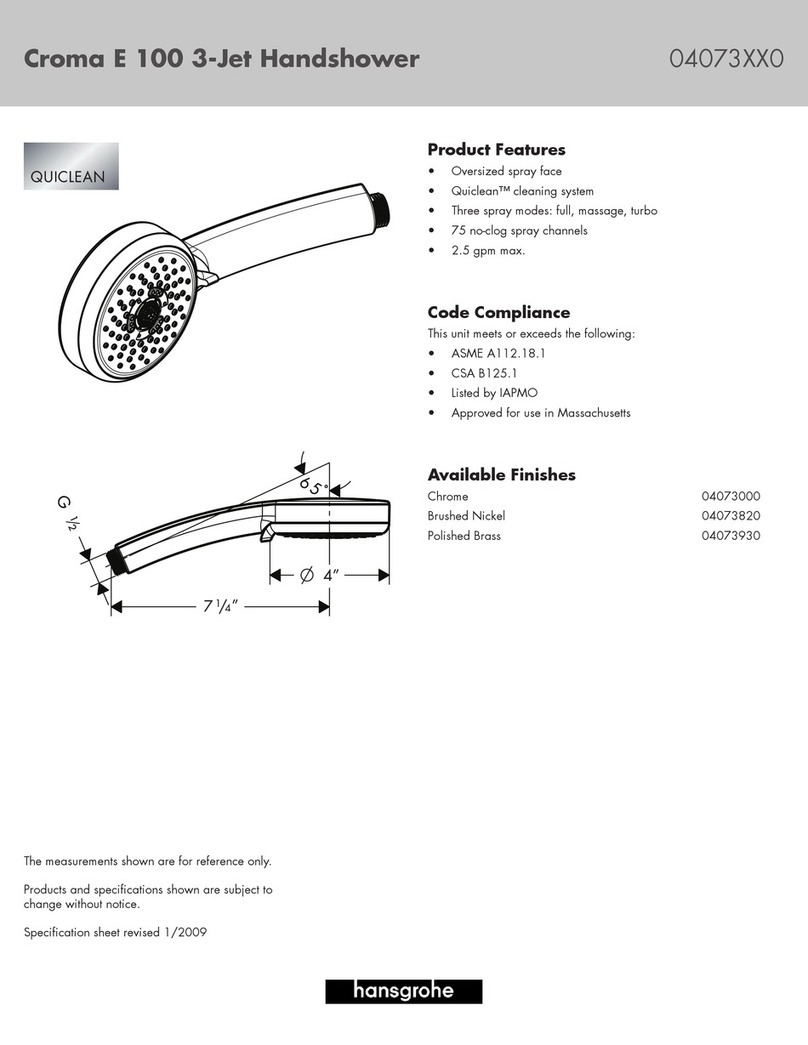 Hans Grohe Croma E 100 3-Jet Handshower 04073XX0 User manual
