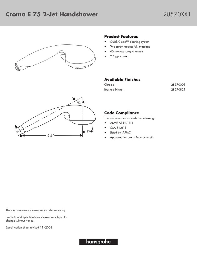 Hans Grohe Brushed Nickel 28570821 Specification sheet