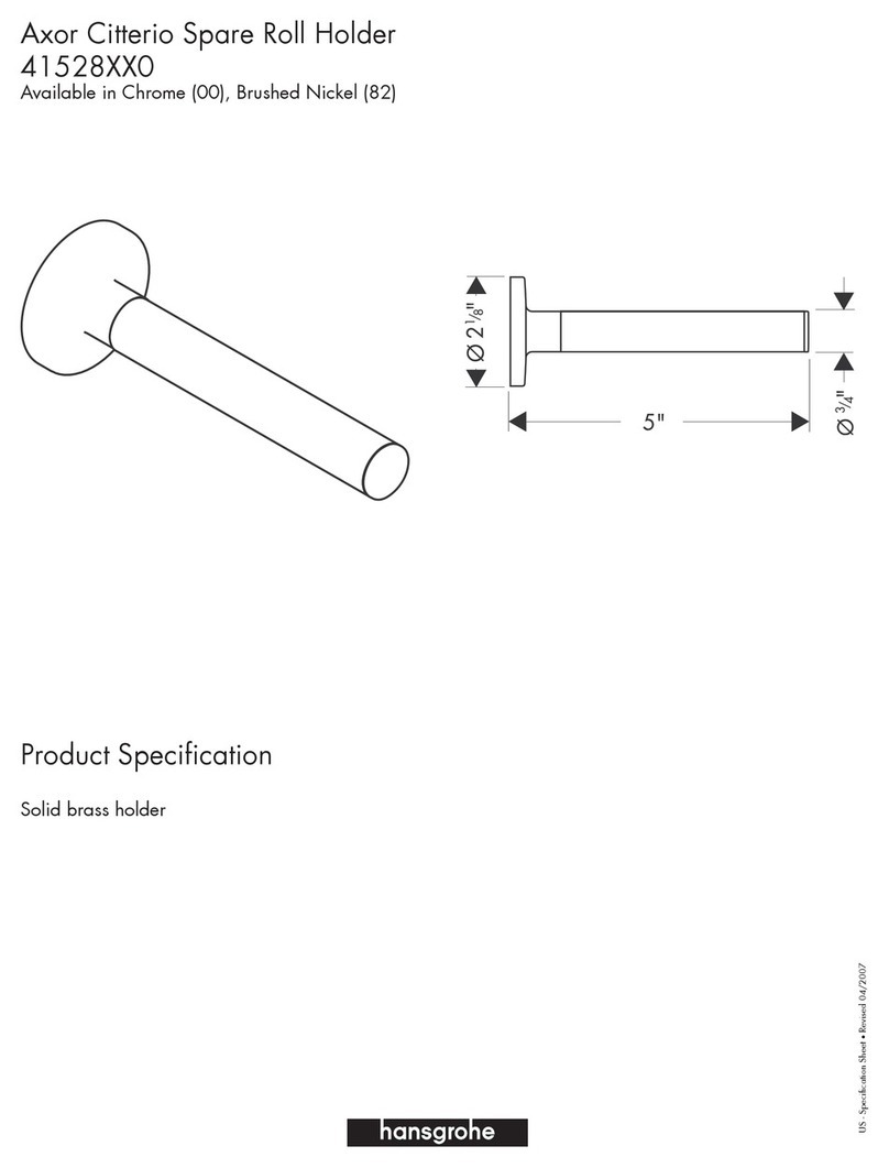 Hans Grohe Axor Citterio Spare Roll Holder 41528XX0 Specification sheet