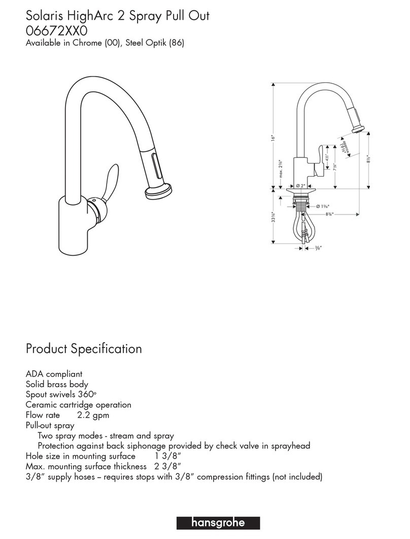 Hans Grohe Solaris HighArc 2 Spray Pull Out 06672XX0 Owner's manual Hans Grohe Solaris HighArc 2 Spray Pull Out 06672XX0 Owner's manual