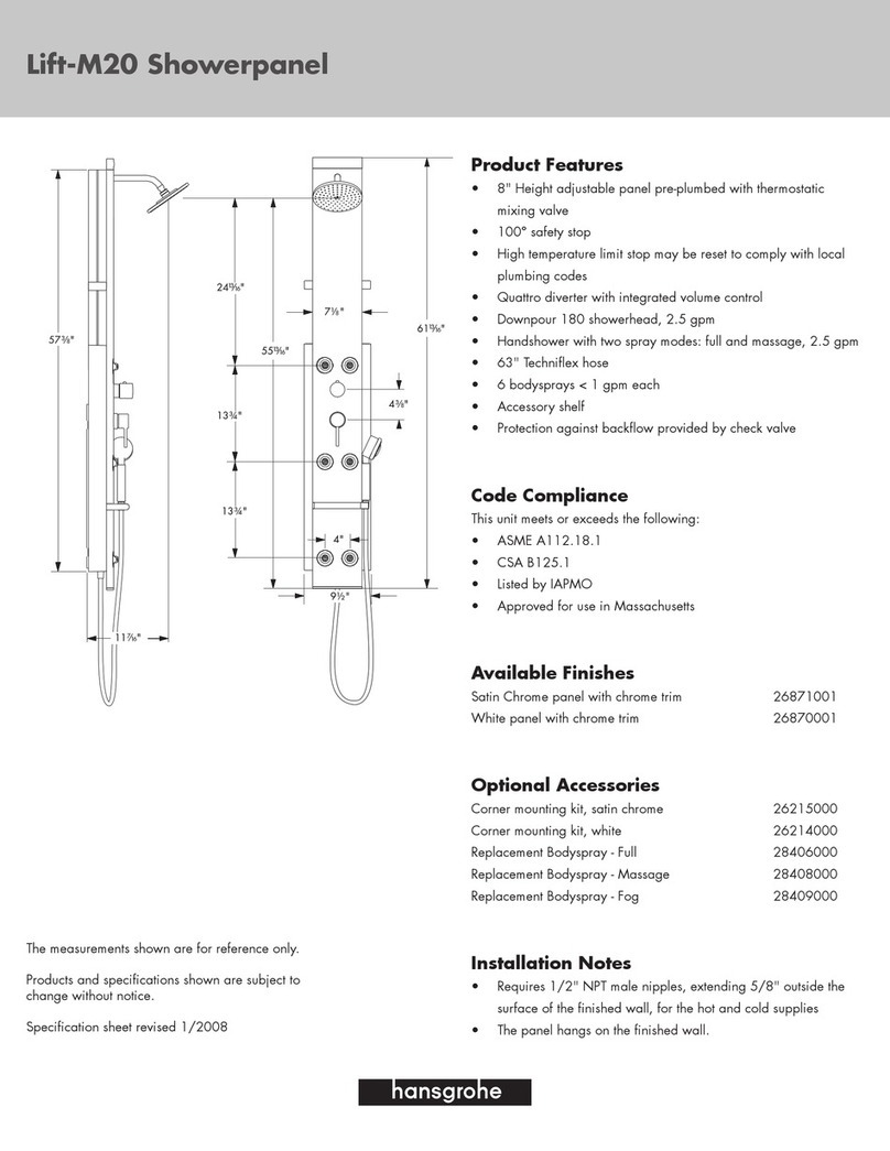 Hans Grohe Showerpanel Lift-M20 Operating and safety instructions Hans Grohe Showerpanel Lift-M20 Operating and safety instructions
