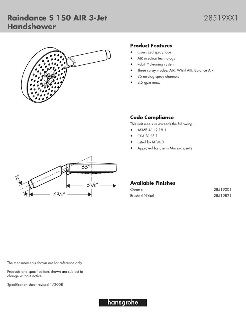 Hans Grohe Raindance S 150 AIR 3-Jet Handshower... Features & dimensions