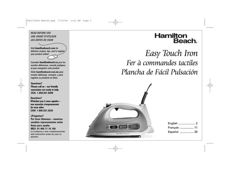 Hamilton Beach Easy Touch Iron User manual