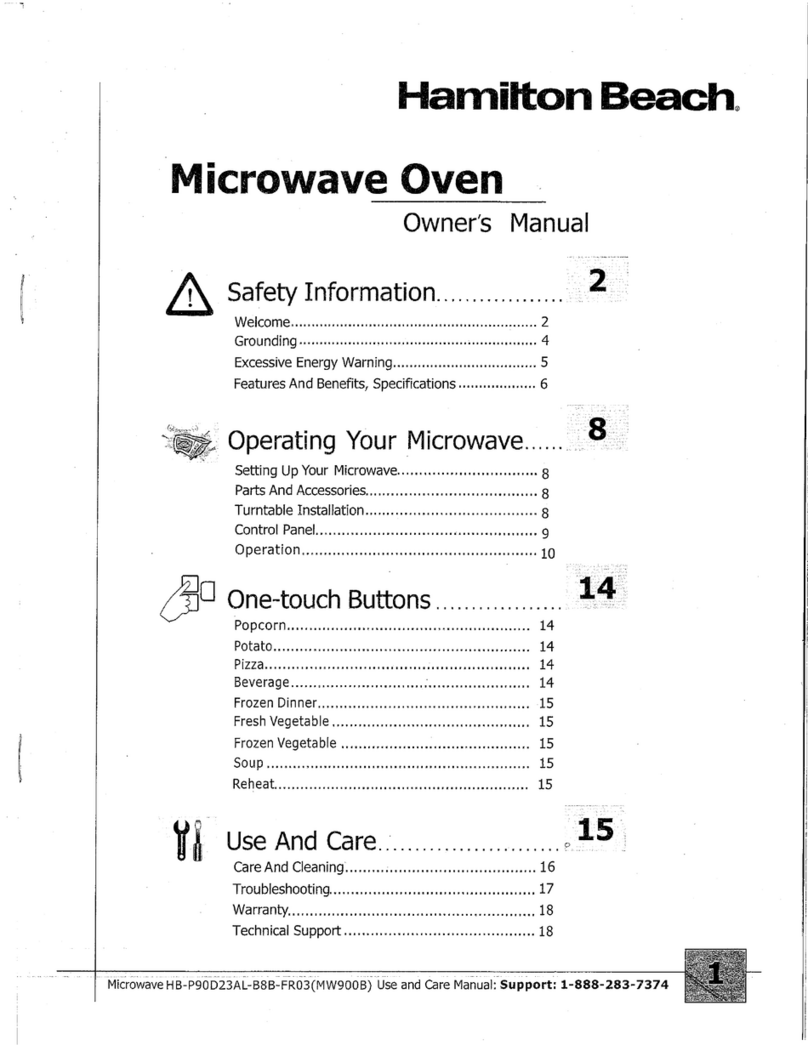Hamilton Beach MW900BK owner's manual