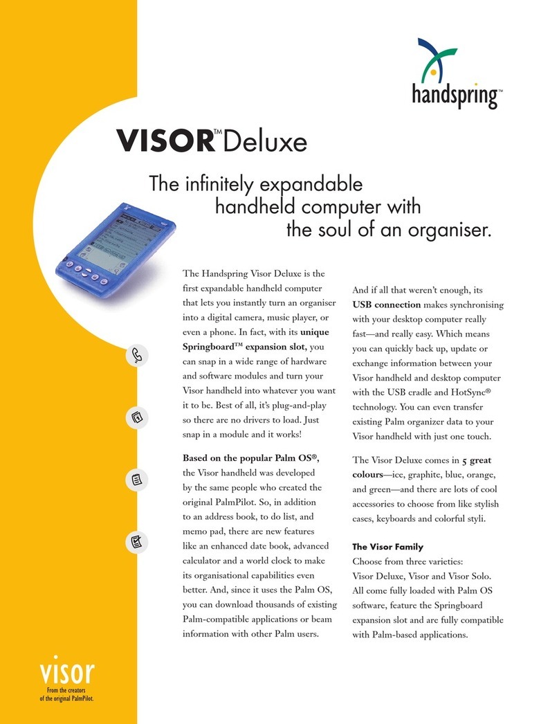 Handspring Visor Deluxe Specification sheet