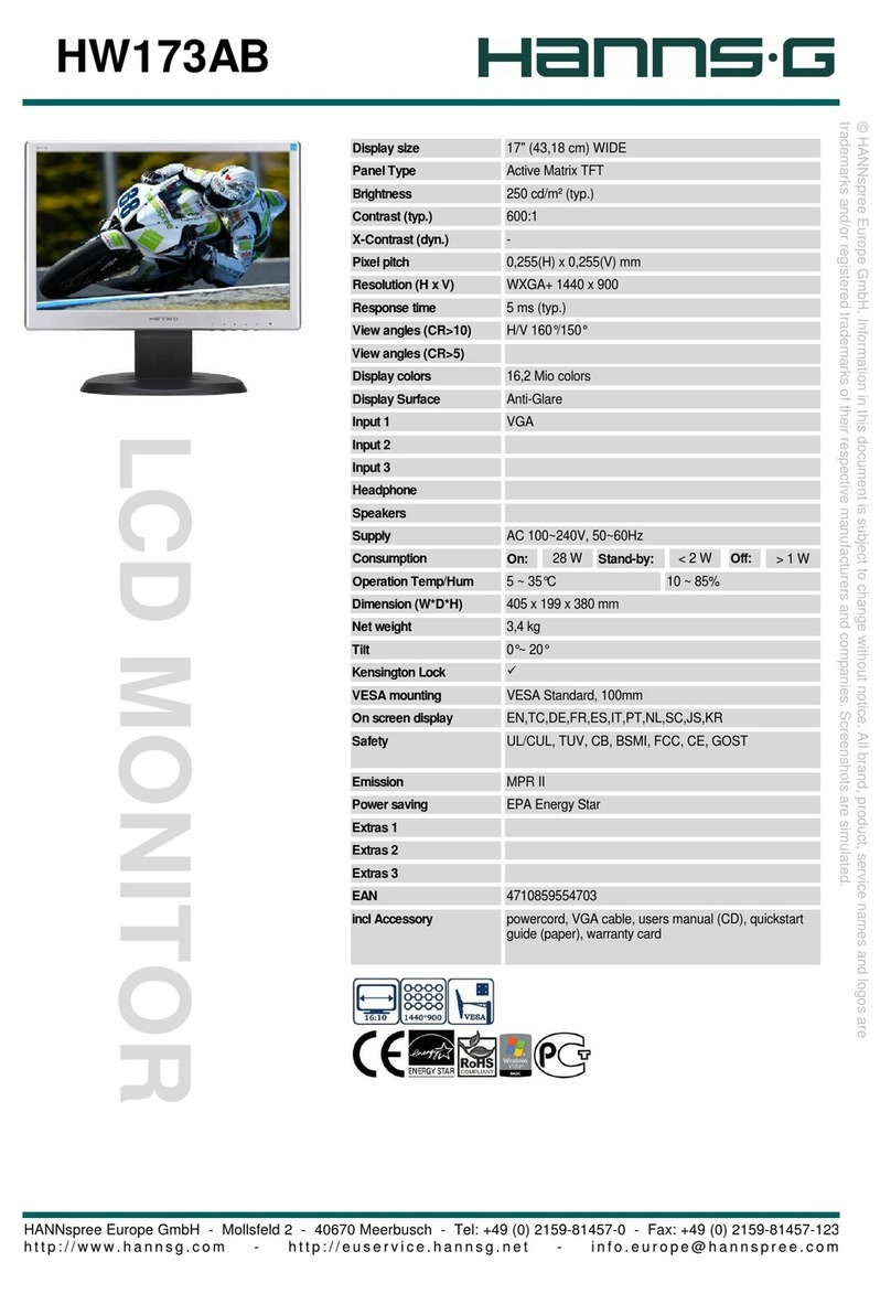 Hanns.G HW173AB Specification sheet