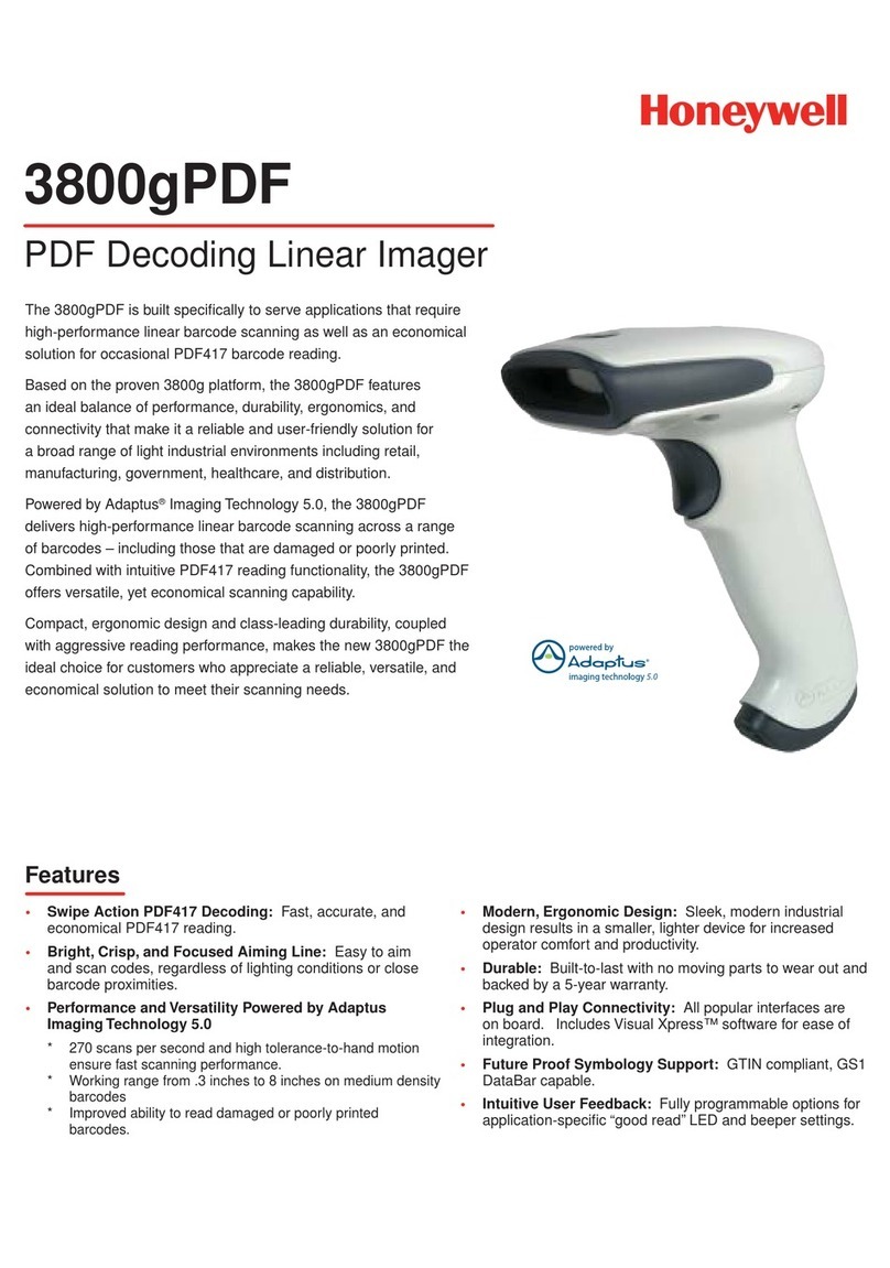 Honeywell 3800gPDF - Hand Held Decoding Linear Imager User manual