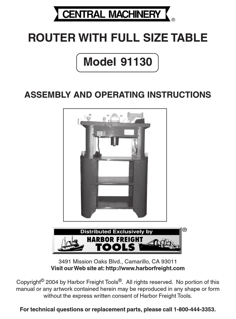 Central Machinery ROUTER WITH FULL SIZE TABLE 91130 Assembly and operating instructions Central Machinery ROUTER WITH FULL SIZE TABLE 91130 Assembly and operating instructions