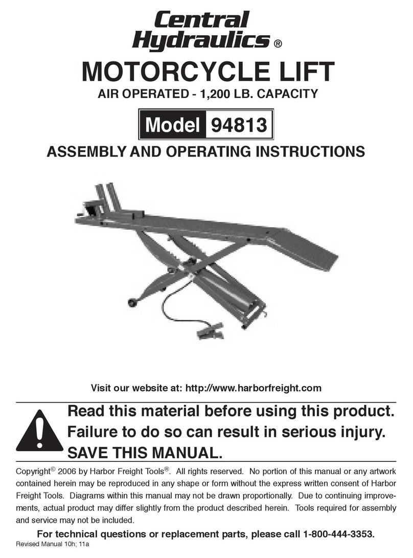 Central Hydraulics MOTORCYCLE LIFT 94813 Assembly and operating instructions Central Hydraulics MOTORCYCLE LIFT 94813 Assembly and operating instructions