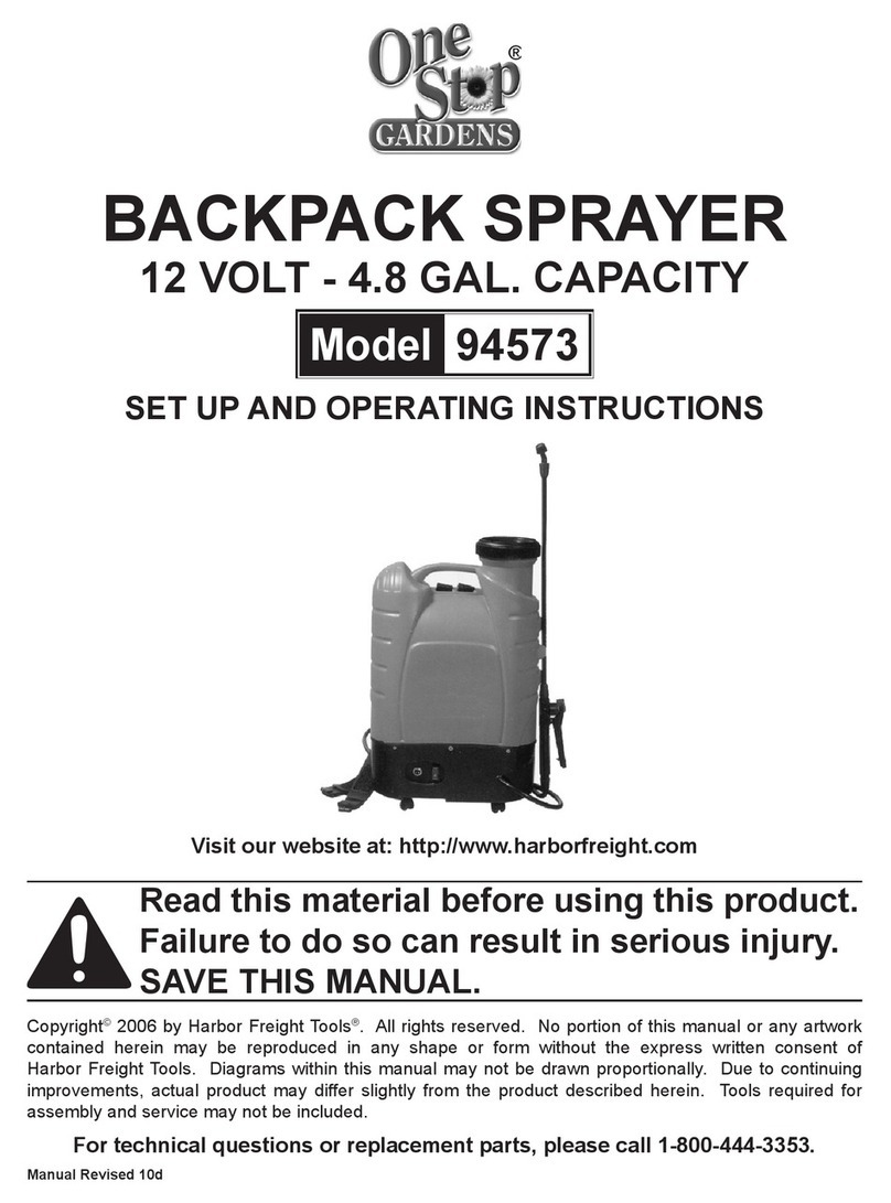 One Stop Gardens BACKPACK SPRAYER 94573 Set up and operating instructions