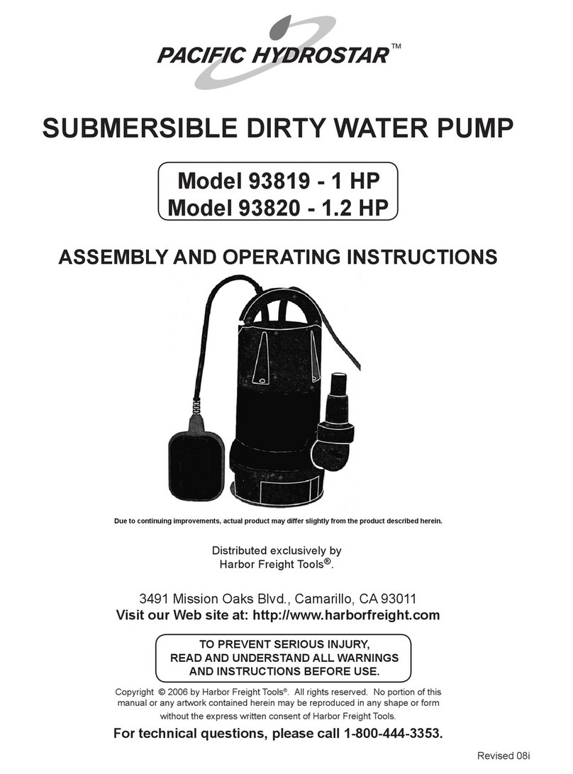 Pacific hydrostar SUBMERSIBLE DIRTY WATER PUMP 93819 Assembly and operating instructions Pacific hydrostar SUBMERSIBLE DIRTY WATER PUMP 93819 Assembly and operating instructions