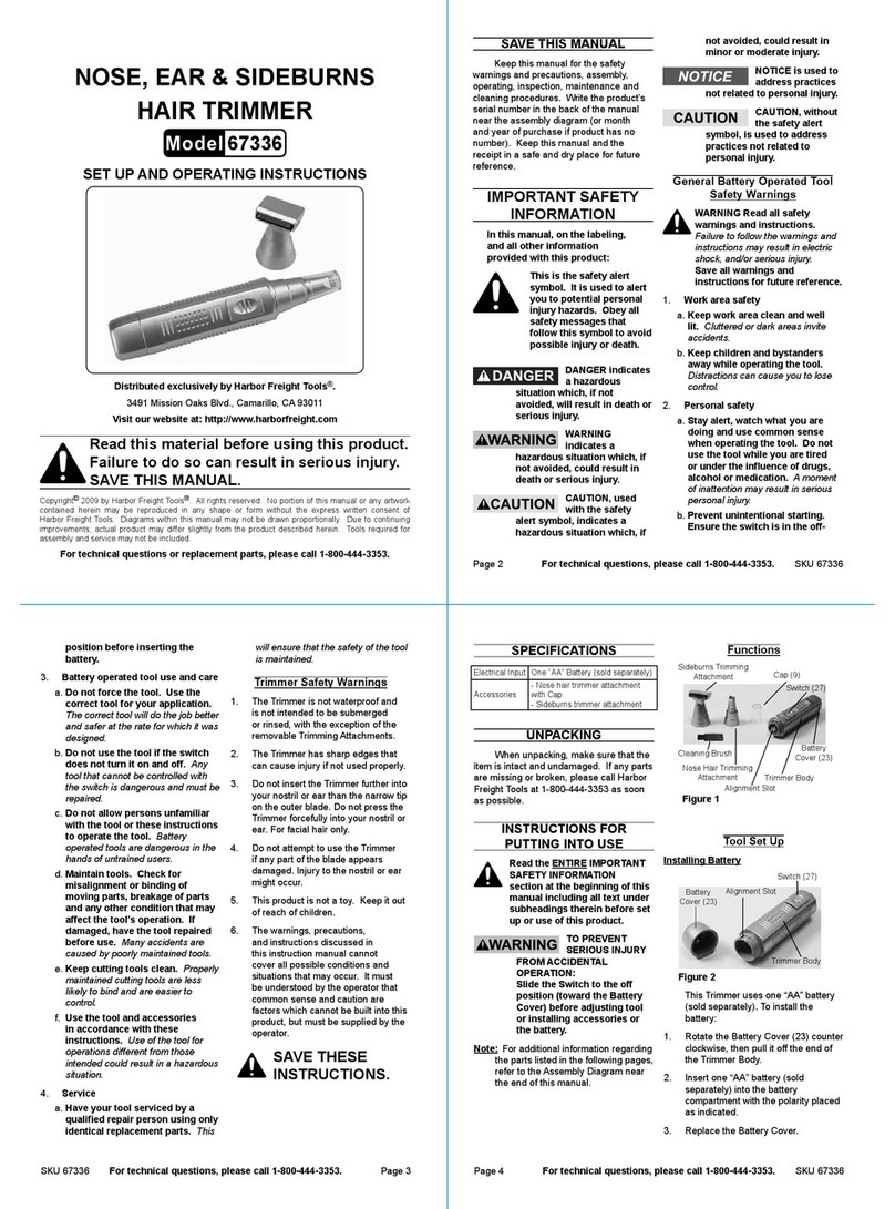 Harbor Freight Tools 67336 Set up and operating instructions Harbor Freight Tools 67336 Set up and operating instructions