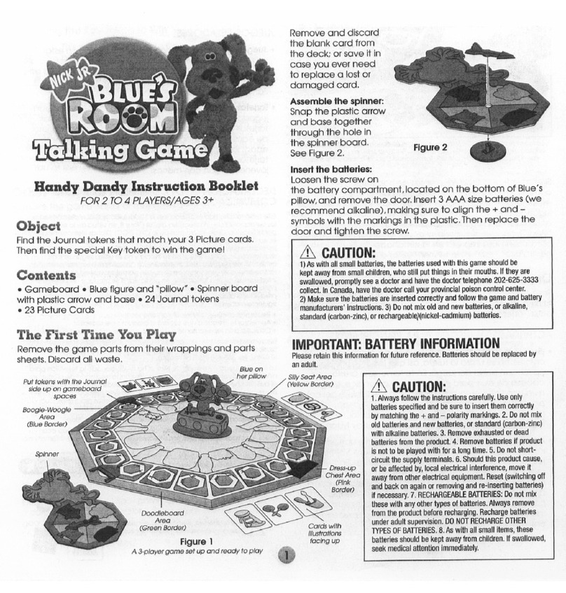 Hasbro Blue's Room Talking Game Instruction booklet