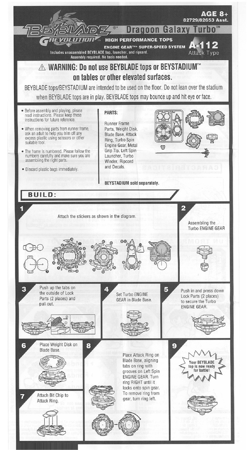 Hasbro Beyblade Grevolution 82653 User manual Hasbro Beyblade Grevolution 82653 User manual