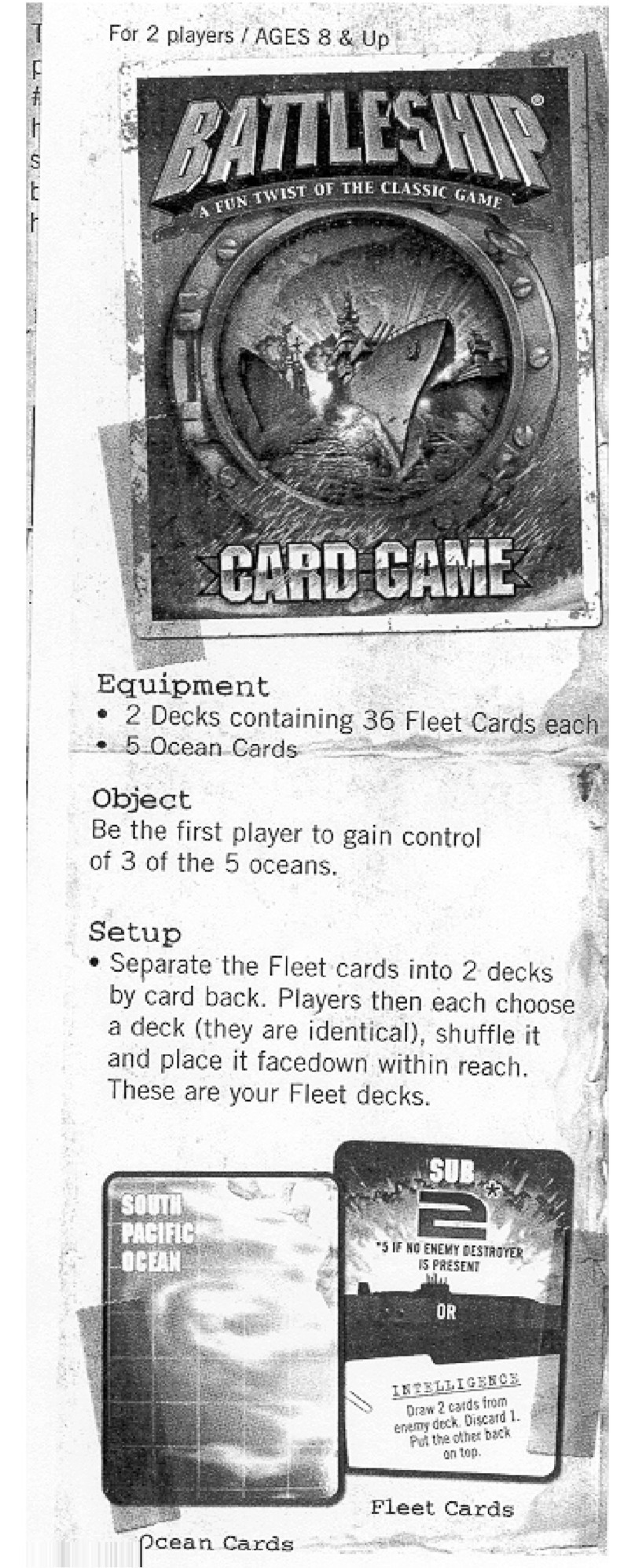 Hasbro Battleship Card Game instructions