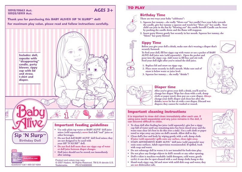 Hasbro Baby Alive Sip `N Slurp 18663 Asst. User manual Hasbro Baby Alive Sip `N Slurp 18663 Asst. User manual