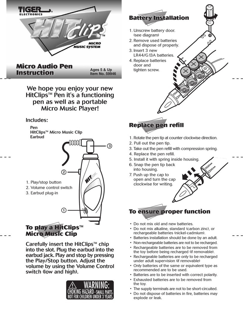 Tiger Electronics Hitclips Micro Audio Pen 59946 Instruction