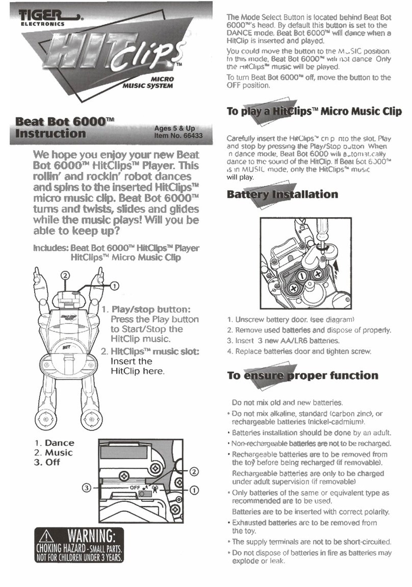 Tiger Electronics Hitclips Beat Bot 6000 Instruction