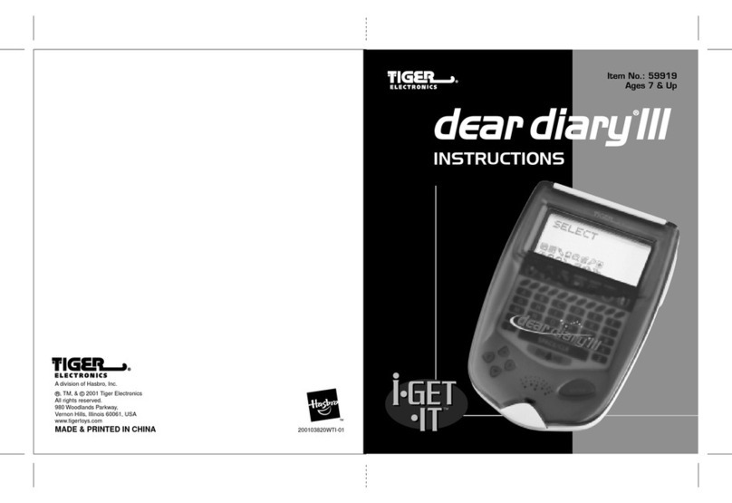 Tiger Electronics Dear Diary III 59919 instructions