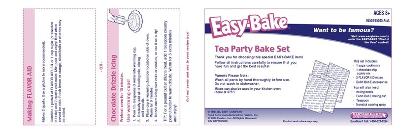 Hasbro Easy Bake Tea Party Bake Set 65558/65505 instructions