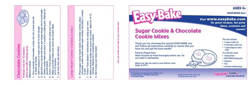 Hasbro Easy Bake Sugar Cookie and Chocolate Cookie... instructions Hasbro Easy Bake Sugar Cookie and Chocolate Cookie... instructions