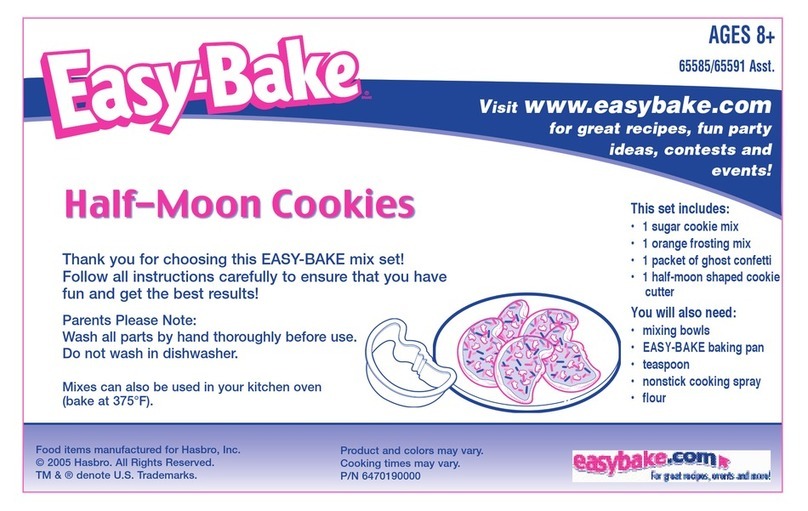 Easy-Bake Easy Bake Half Moon Cookies 65585/65591 instruction manual