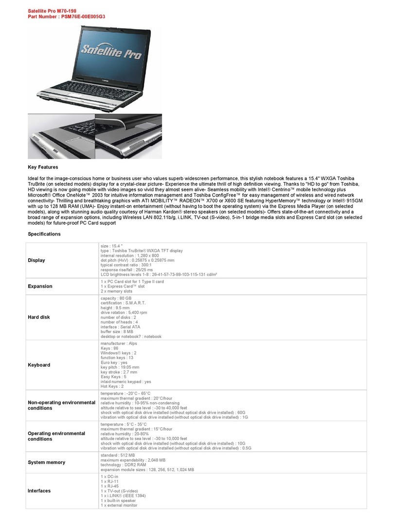 Toshiba Satellite Pro M70-198 User manual