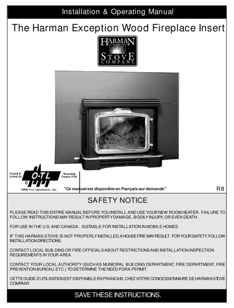 Harman Stove Company R7R1 Exception Wood Fireplace Installation and operating manual