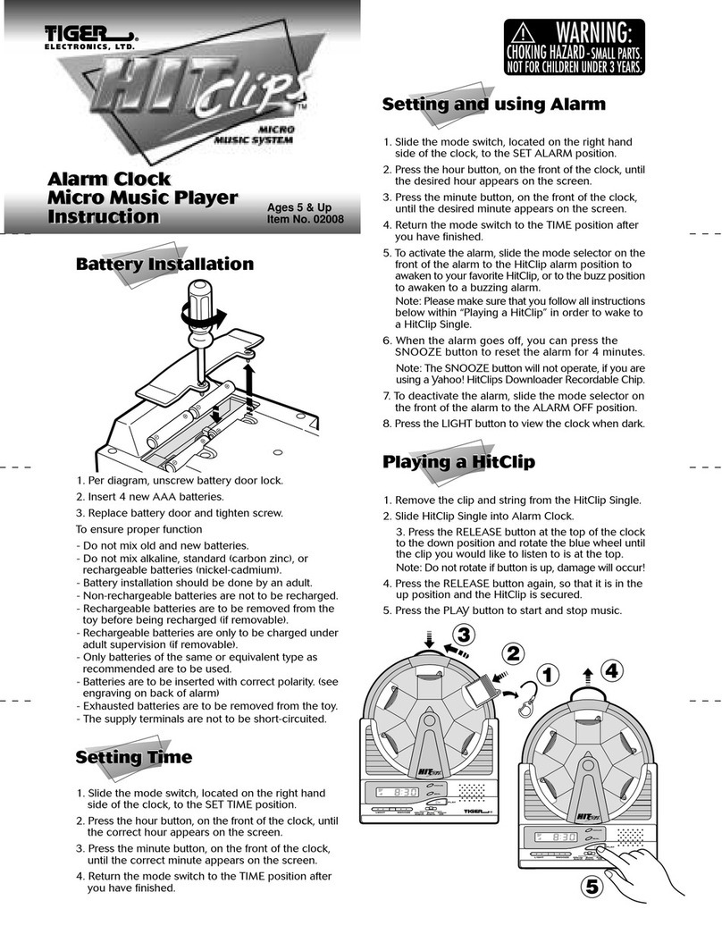 Hasbro Alarm Clock Micro Music Player Instruction