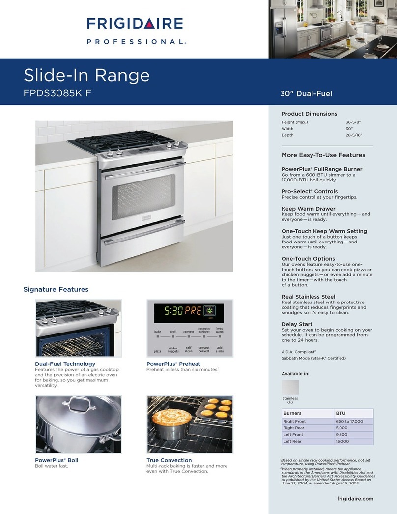 Frigidaire FPDS3085KF - 30" Slide-In Dual-Fuel Range User manual