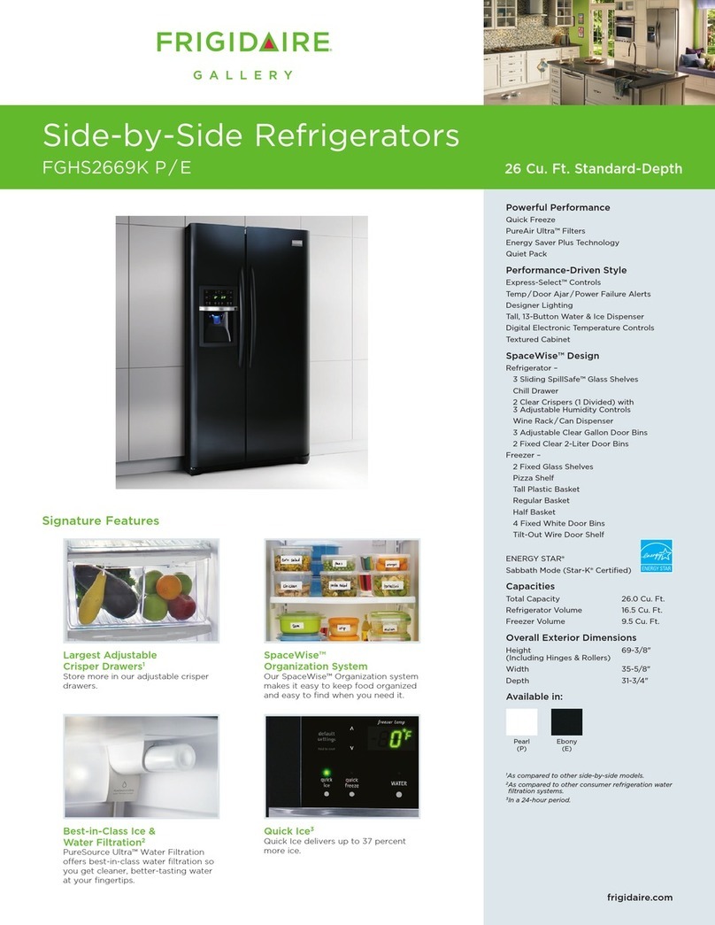 Frigidaire FGHS2669K Specification sheet