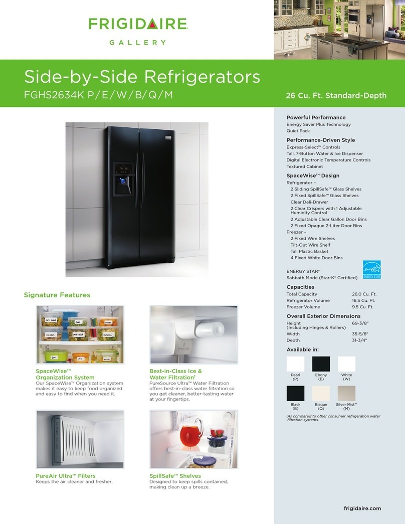 Frigidaire FGHS2634KB - Gallery 26 cu. Ft. Refrigerator User manual