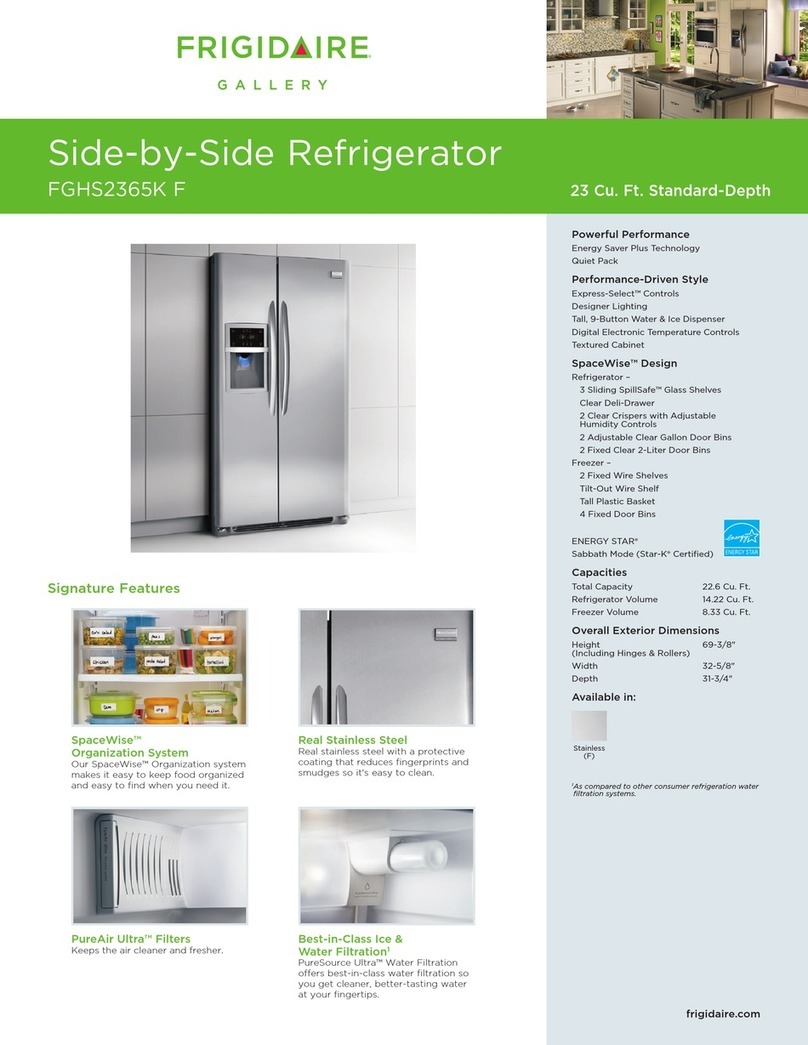 Frigidaire Gallery FGHS2365K F Specification sheet