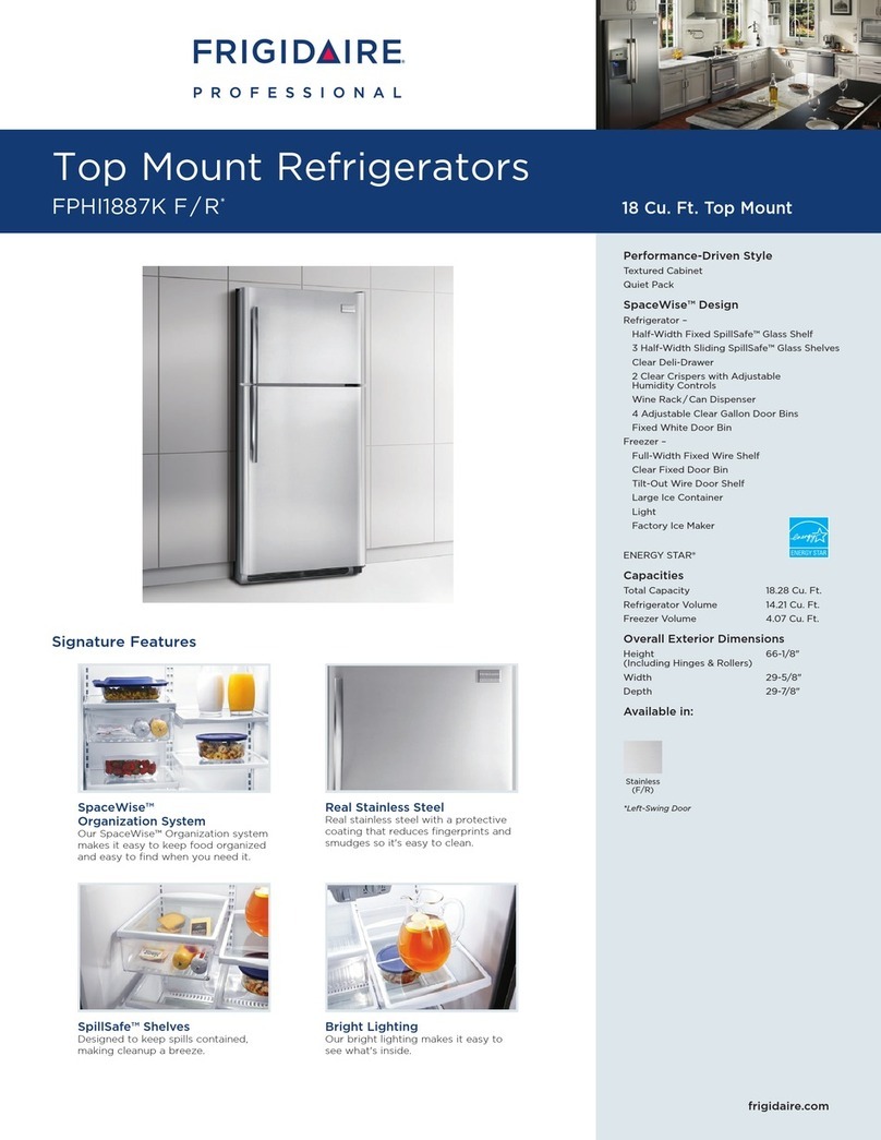 Frigidaire FPHI1887KF - Gallery 18.2 cu. Ft. Top Freezer... Specification sheet