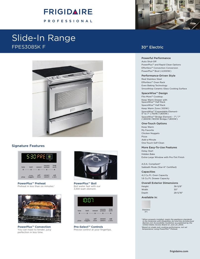 Frigidaire Professional FPES3085K F Specification sheet