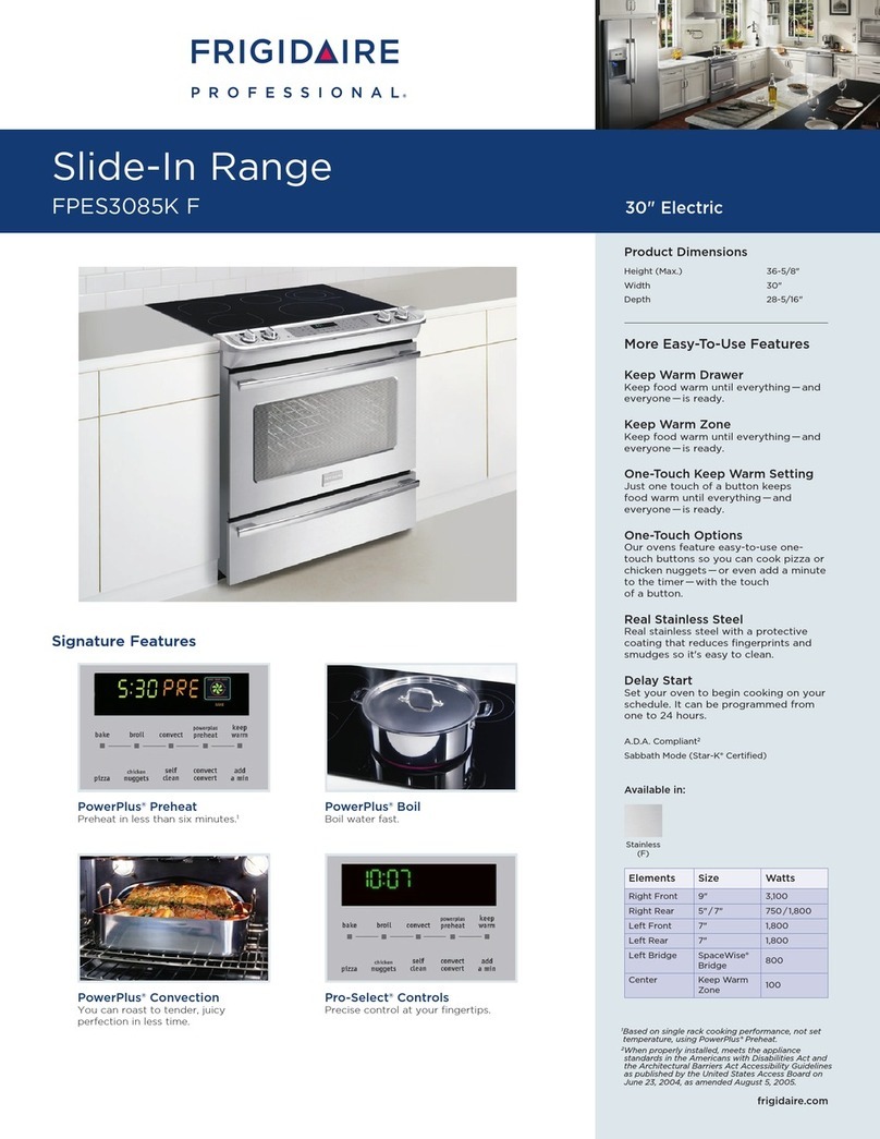 Frigidaire FPES3085KF - 30" Slide-In Smoothtop Electric... User manual Frigidaire FPES3085KF - 30" Slide-In Smoothtop Electric... User manual