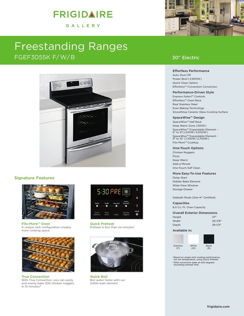 Frigidaire FGEF3055KB - Gallery - Convection Range User manual