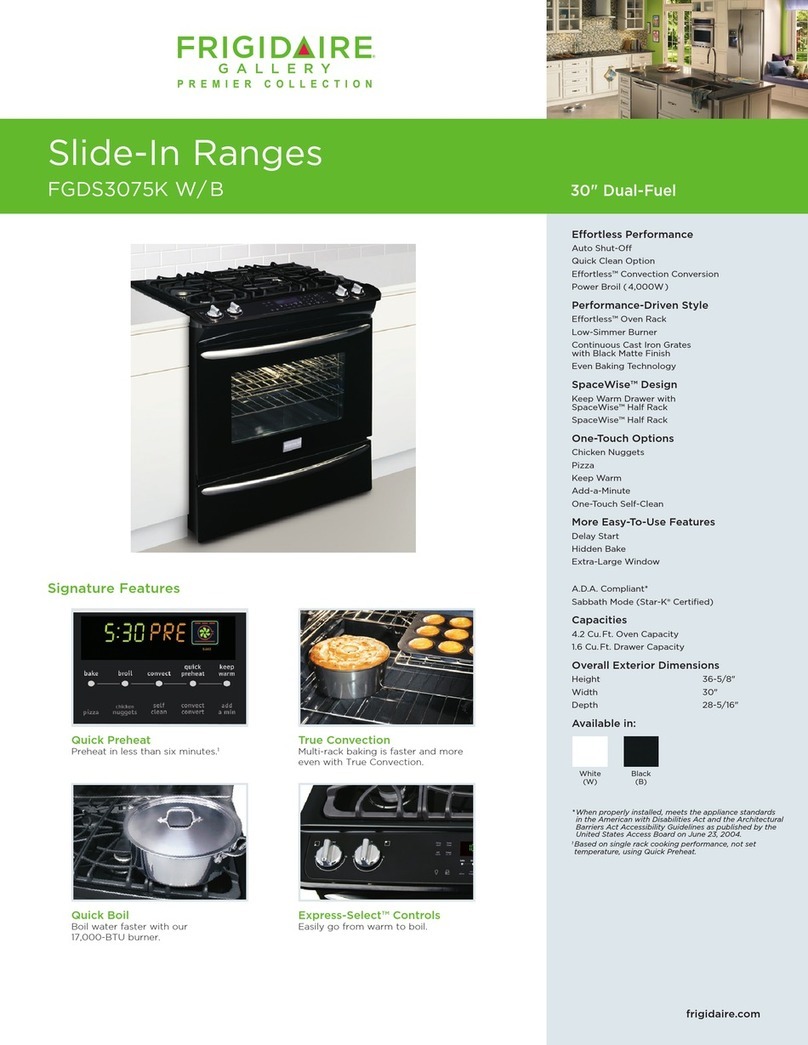 Frigidaire FGDS3075K W/B Specification sheet
