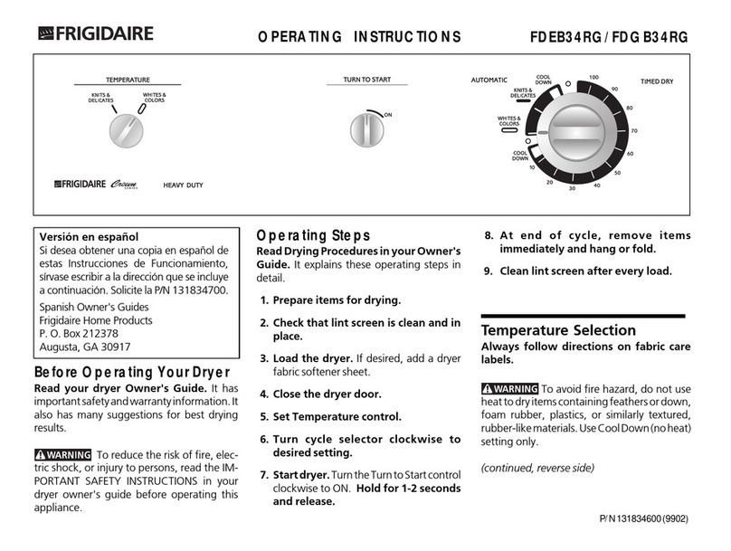 Frigidaire FDEB34RG User manual