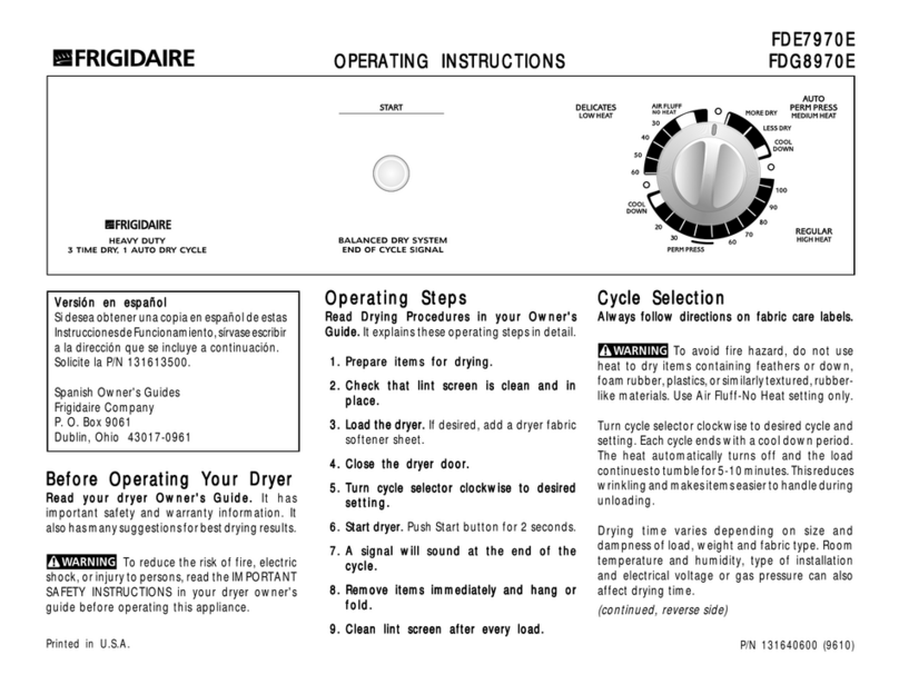 Frigidaire FDE7970E User manual