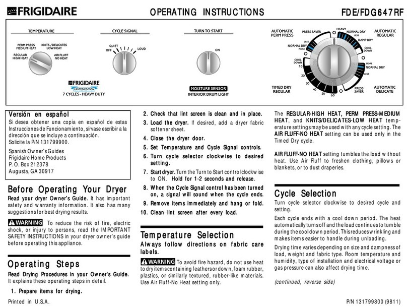 Frigidaire FDE/FDG647RF User manual Frigidaire FDE/FDG647RF User manual