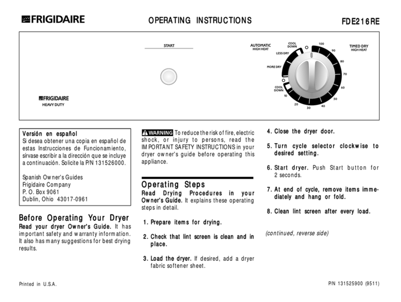Frigidaire FDE216RE User manual Frigidaire FDE216RE User manual