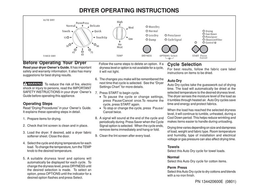 Frigidaire 134420600E operating instructions Frigidaire 134420600E operating instructions