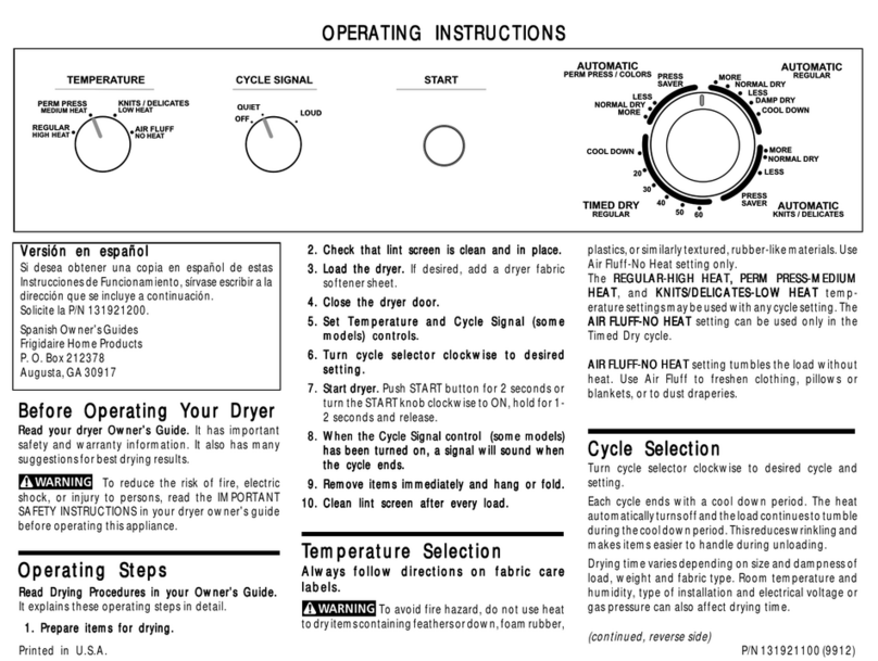 Frigidaire 131921100 User manual