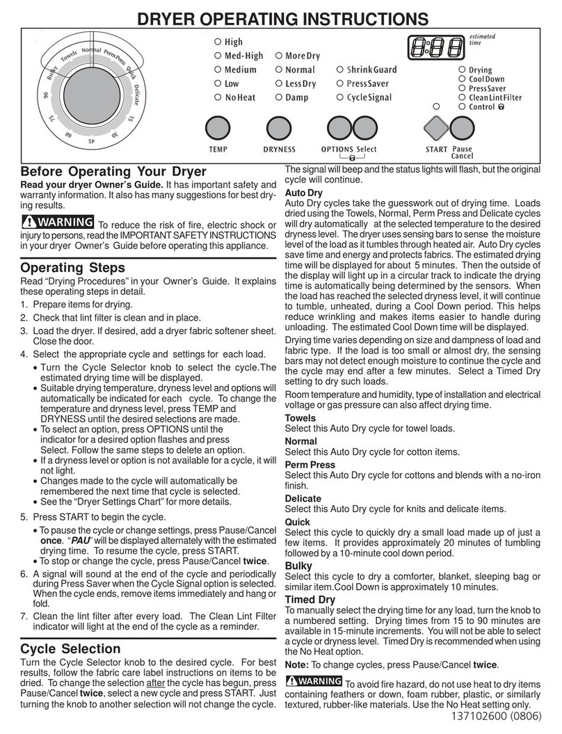 Frigidaire 137102600 User manual
