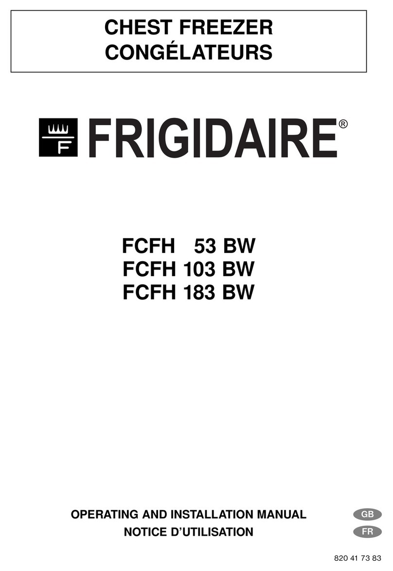 Frigidaire CHEST FREEZER FCFH 103 BW OPERATING AND INSTALLATION Manual